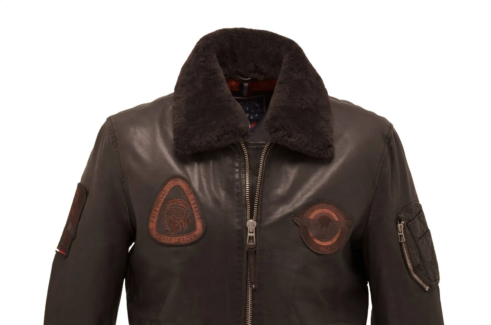 Men's dark brown redskins blower pilot style leather jacket