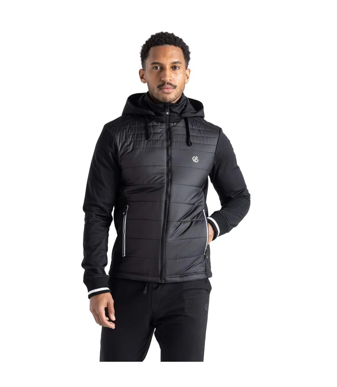 Mens hooded padded full zip hybrid jacket black Dare 2B