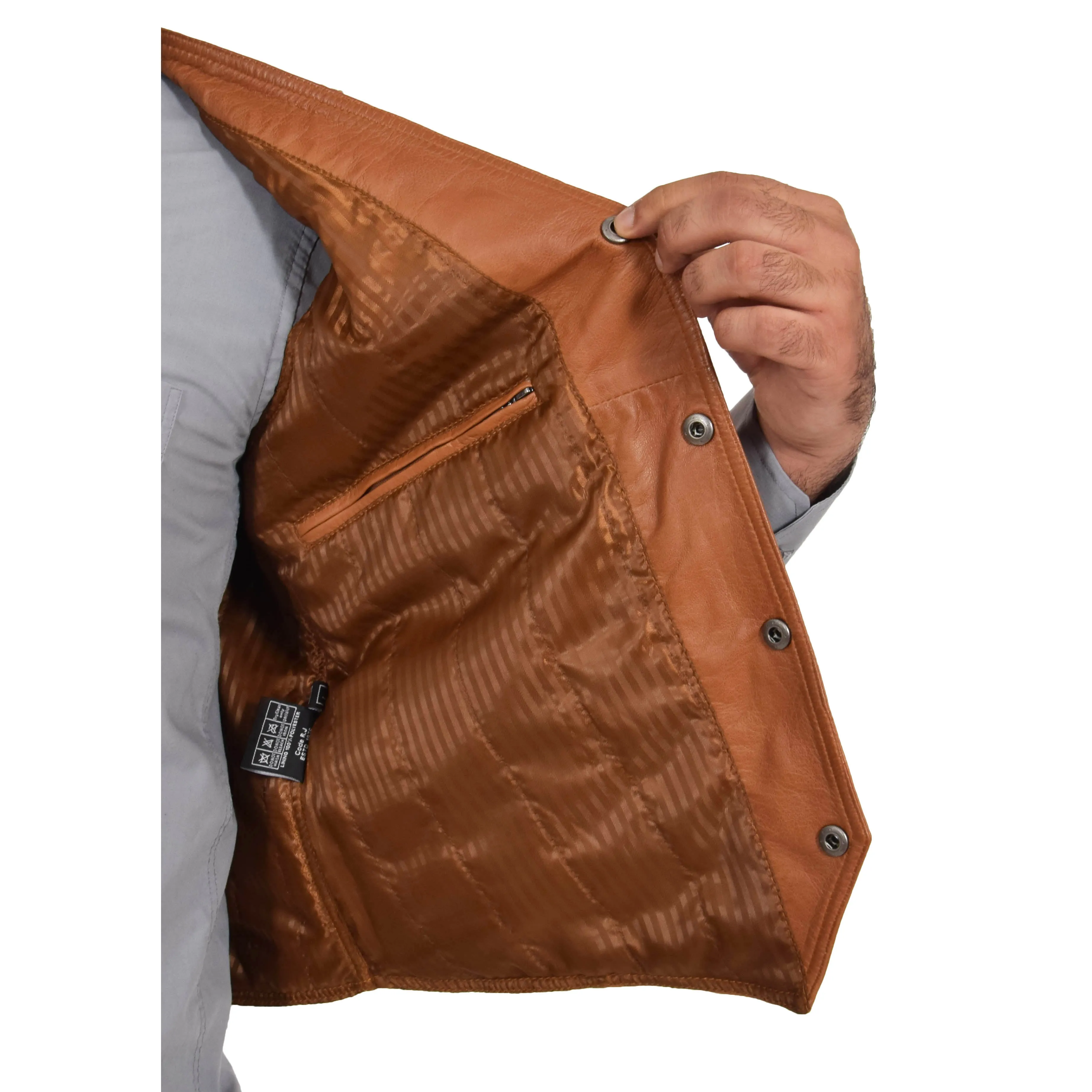 Mens Leather Traditional Waistcoat Petrelli Tan