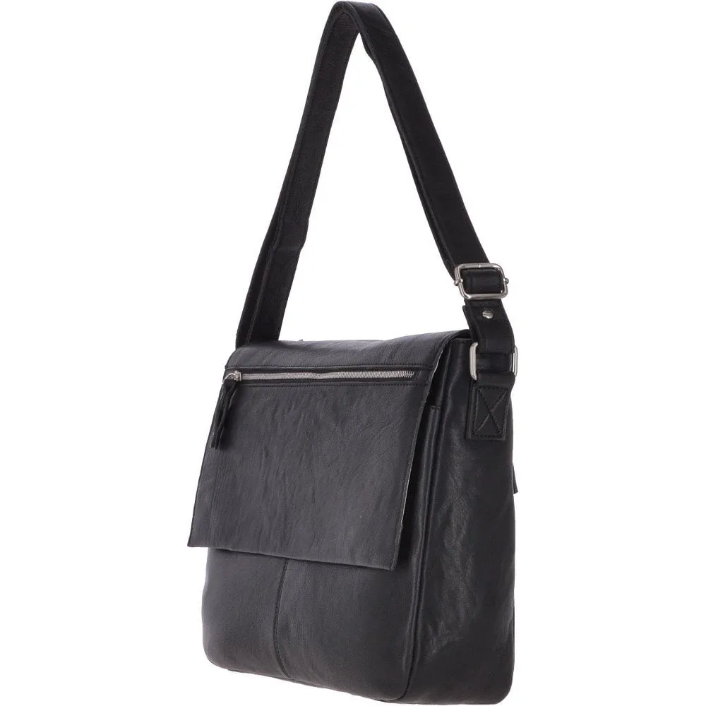Mens  Luxury Leather 15inch Laptop Work Bag Black : Baker