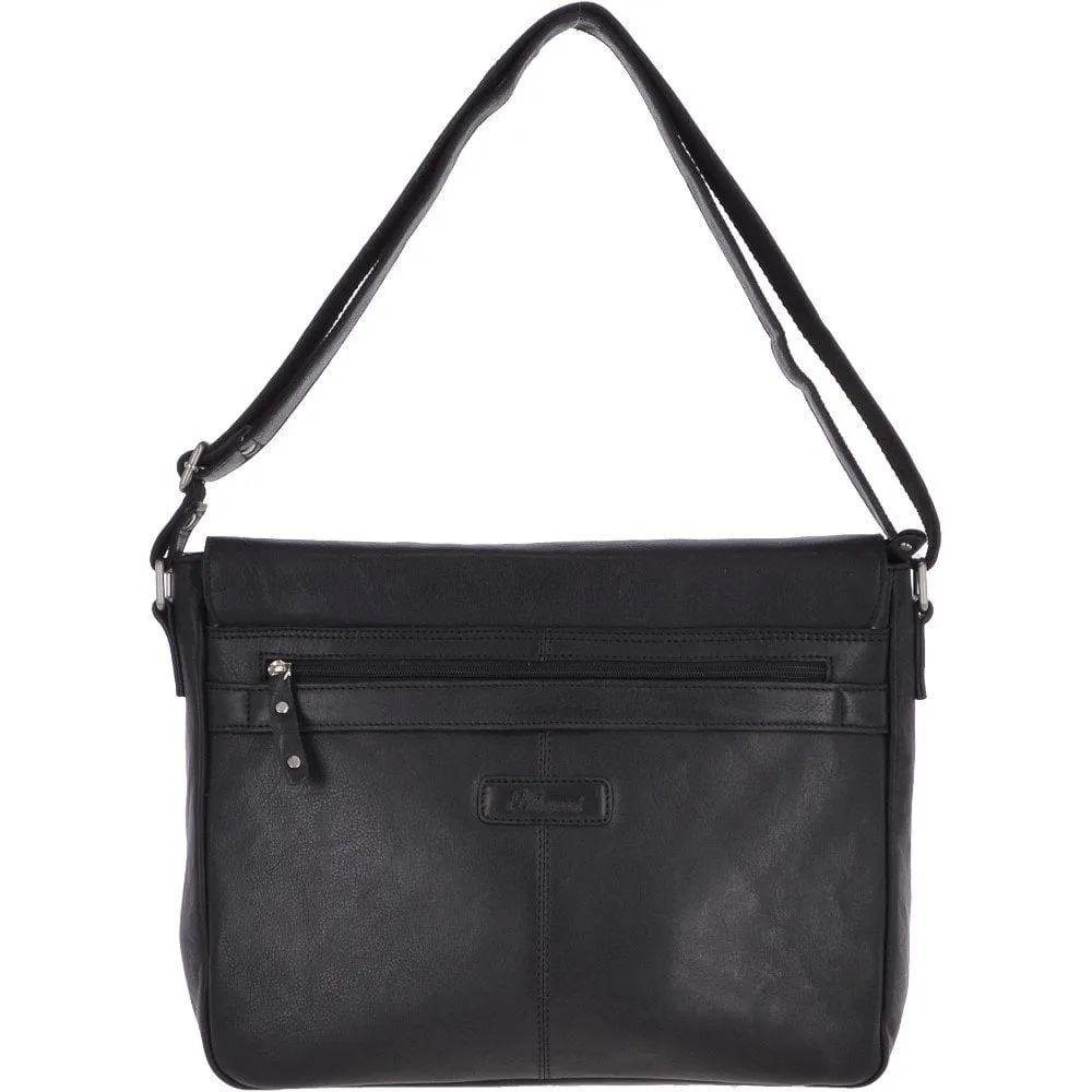 Mens  Luxury Leather 15inch Laptop Work Bag Black : Baker