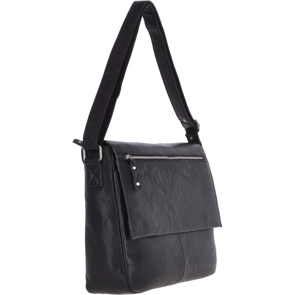 Mens  Luxury Leather 15inch Laptop Work Bag Black : Baker