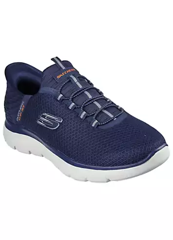 Mens Navy Mesh Hands Free Slip-Ins Summits High Range Trainers by Skechers | Look Again