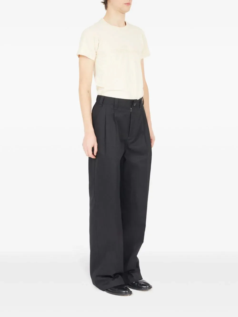 Mens Pleated Trousers - Black