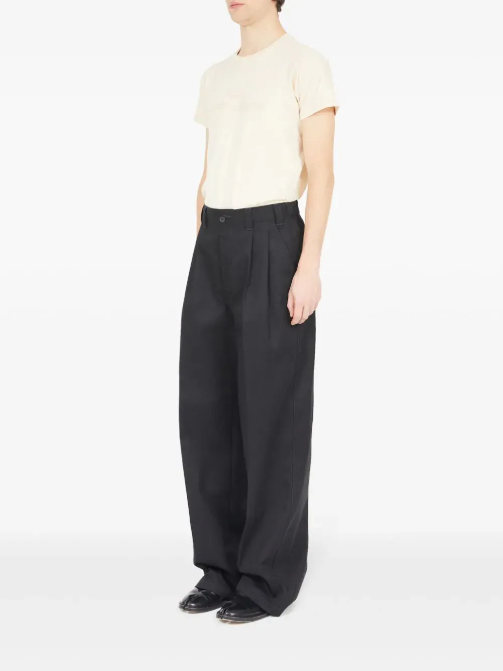 Mens Pleated Trousers - Black