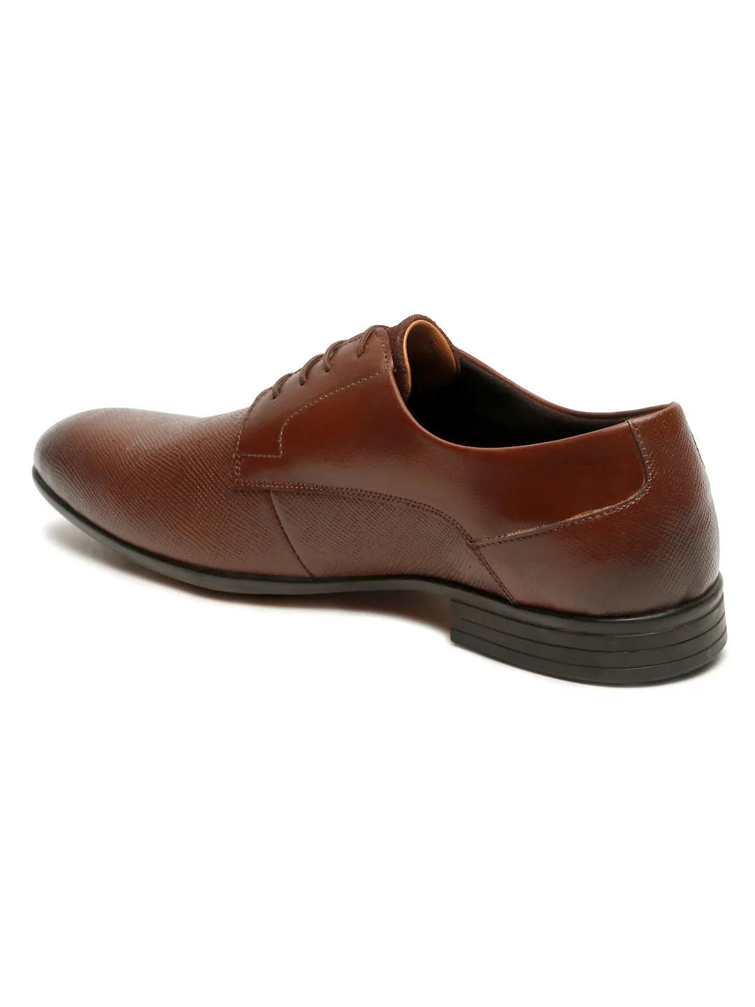 Men's Tan Texture Leather Lace-Up Shoes