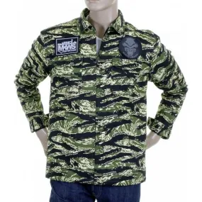 Mens Tiger Camo Green Zip Up Regular Fit Field Jacket