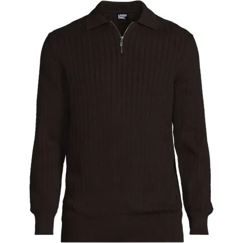 Men's Zip Neck Cotton Polo Jumper