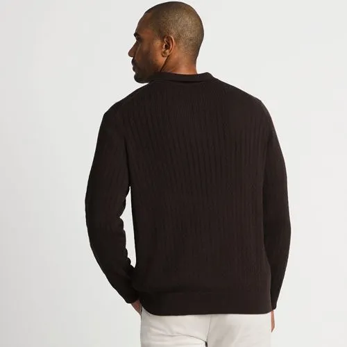 Men's Zip Neck Cotton Polo Jumper