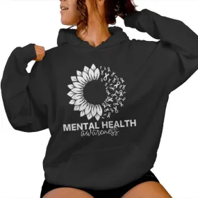 Mental Health Awareness Green Sunflower Mental Health Women Hoodie