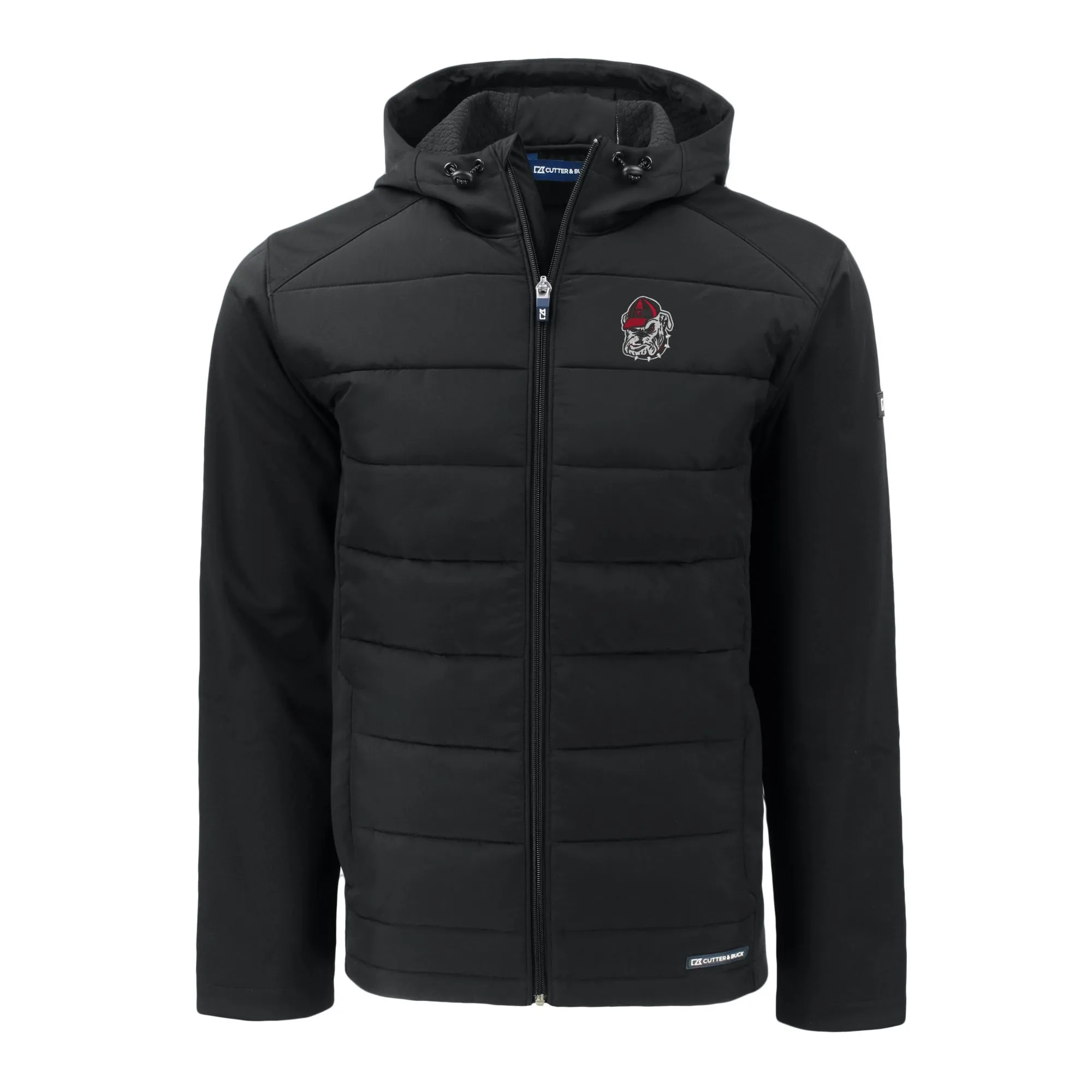 Men's Cutter & Buck  Black Georgia Bulldogs Evoke Hybrid Eco Softshell Recycled Full-Zip Hoodie Jacket