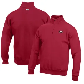 Men's Red Georgia Bulldogs Big Cotton Quarter-Zip Pullover Sweatshirt