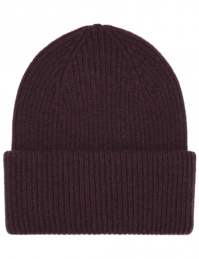 Merino Wool Chunky Beanie Hat - Oxblood Red