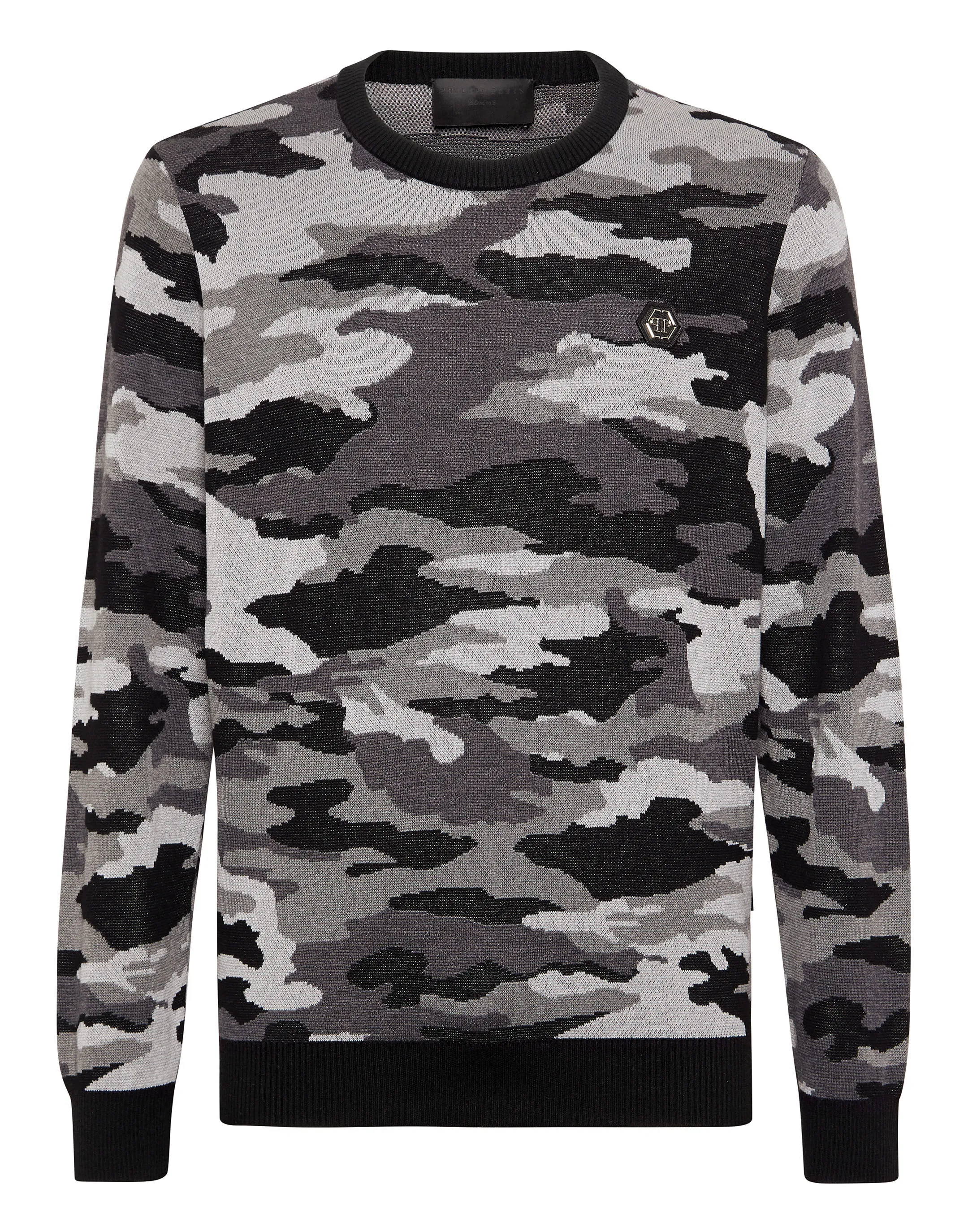 Merino Wool Pullover Round Neck LS Camouflage
