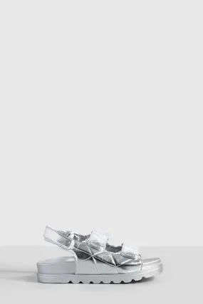 Metallic Slingback Quilted Dad Sandals