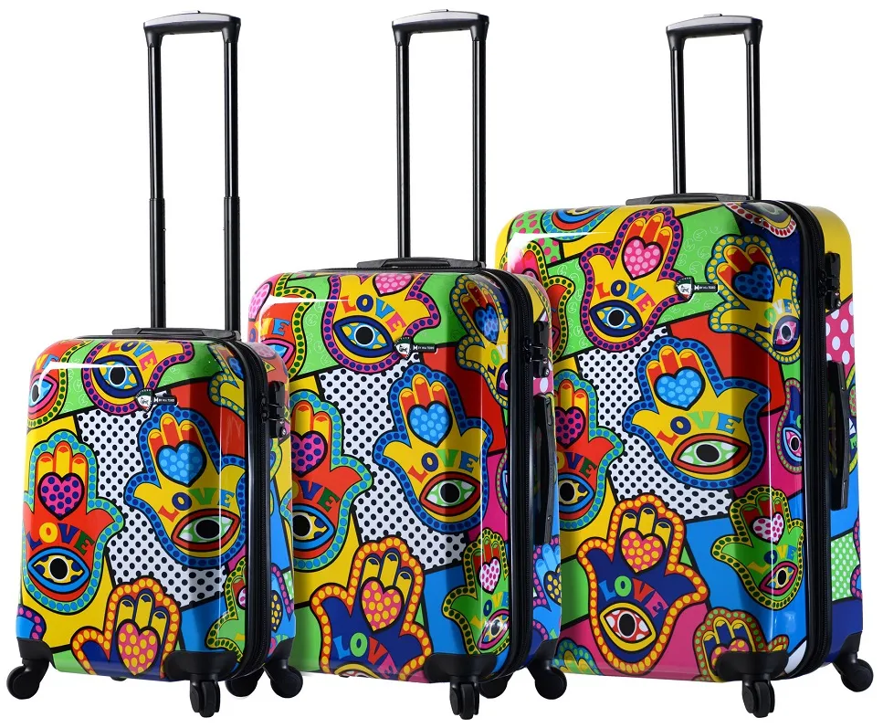 Mia Toro Hamsa Love Multicolor 3-Piece Luggage Set 