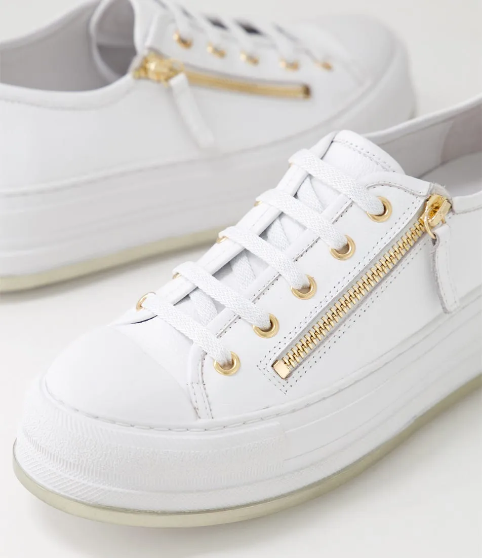 MIDAS Gleeda White Leather Sneakers