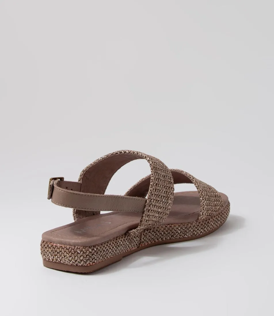 MIDAS Sandos Coffee Woven Syn Raffia Sandals