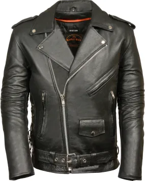 Milwaukee Leather Men's Classic Side Lace Police Style Motorcycle Jacket - Tall - 4XT