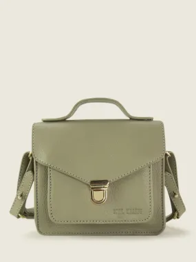 Mini Green Leather Cross-Body Bag for Women - Mademoiselle George XS Art Deco Almond | PAUL MARIUS