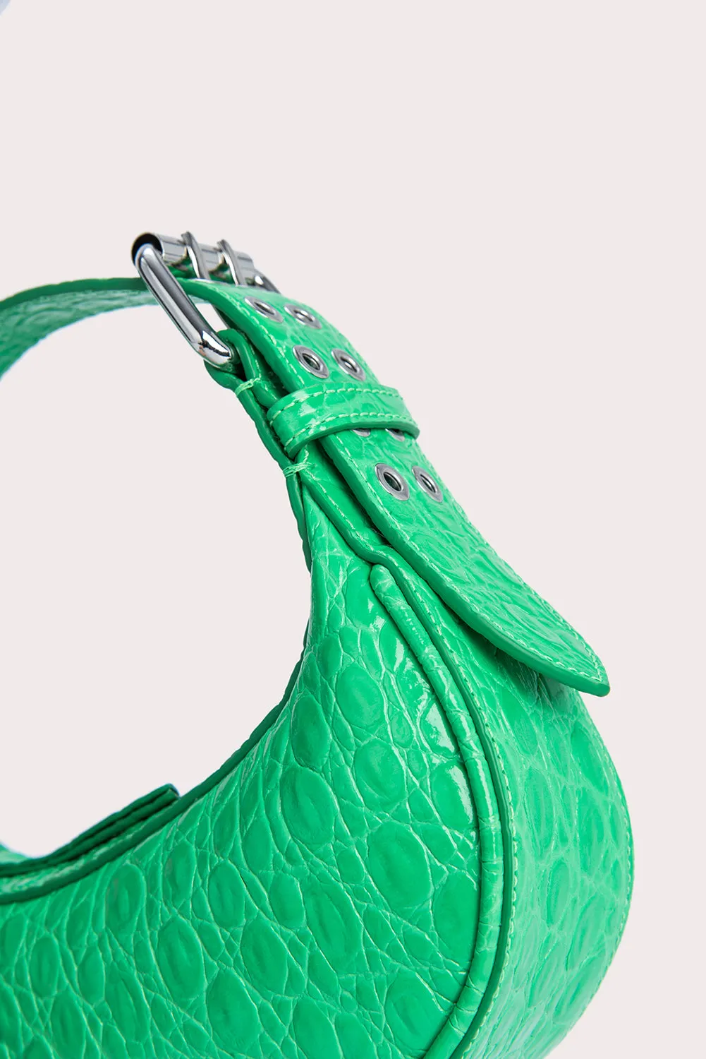 --Mini soho super green circular croco embossed leather bag-