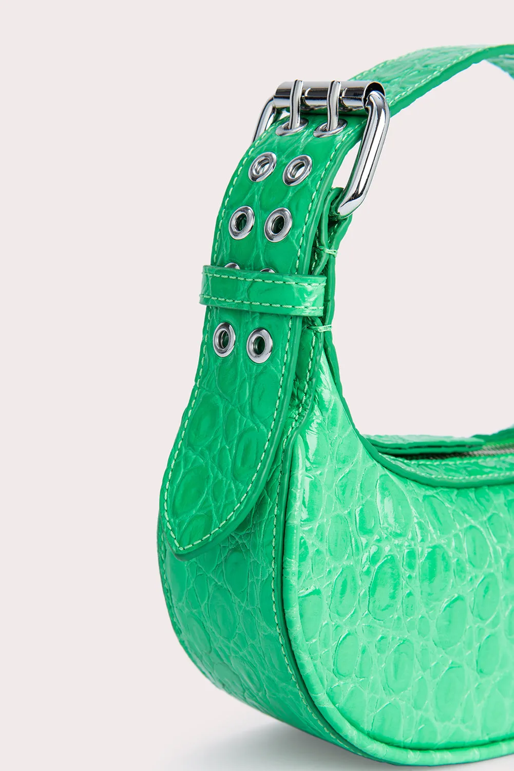 --Mini soho super green circular croco embossed leather bag-