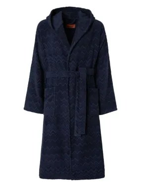 Missoni Home Chalk cotton hooded bathrobe - Blue