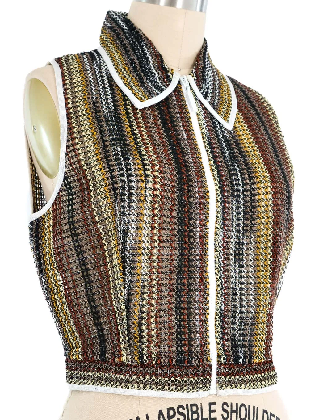 Missoni Metallic Knit Zip Front Vest