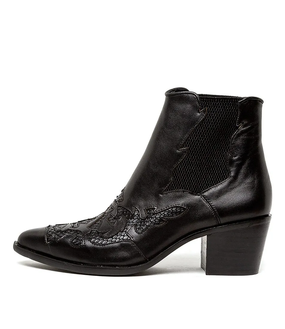 MOLLINI Rossie Black Black Leather Snake