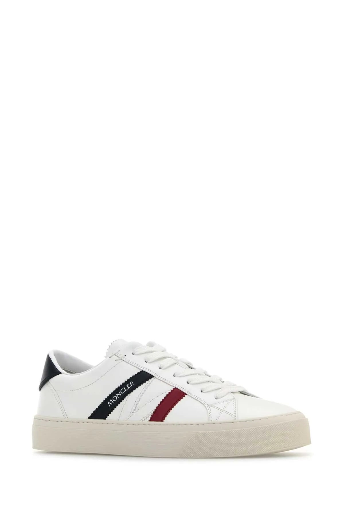 Moncler White Leather Monaco 2 Sneakers