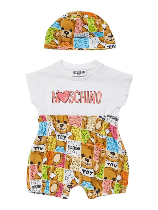 Moschino   Cotton jersey romper & hat 
