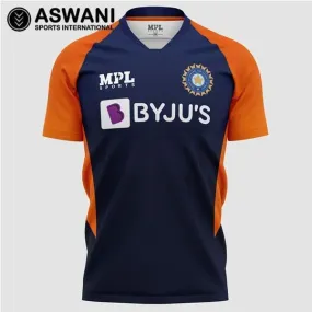 MPL India Cricket Training Jersey, Navy/Orange, Fan Edition 2022