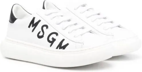 MSGM Kids side logo-print detail sneakers White