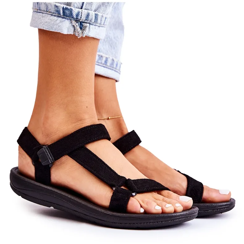 MSMG Women's Black Harris Suede Sports Sandals