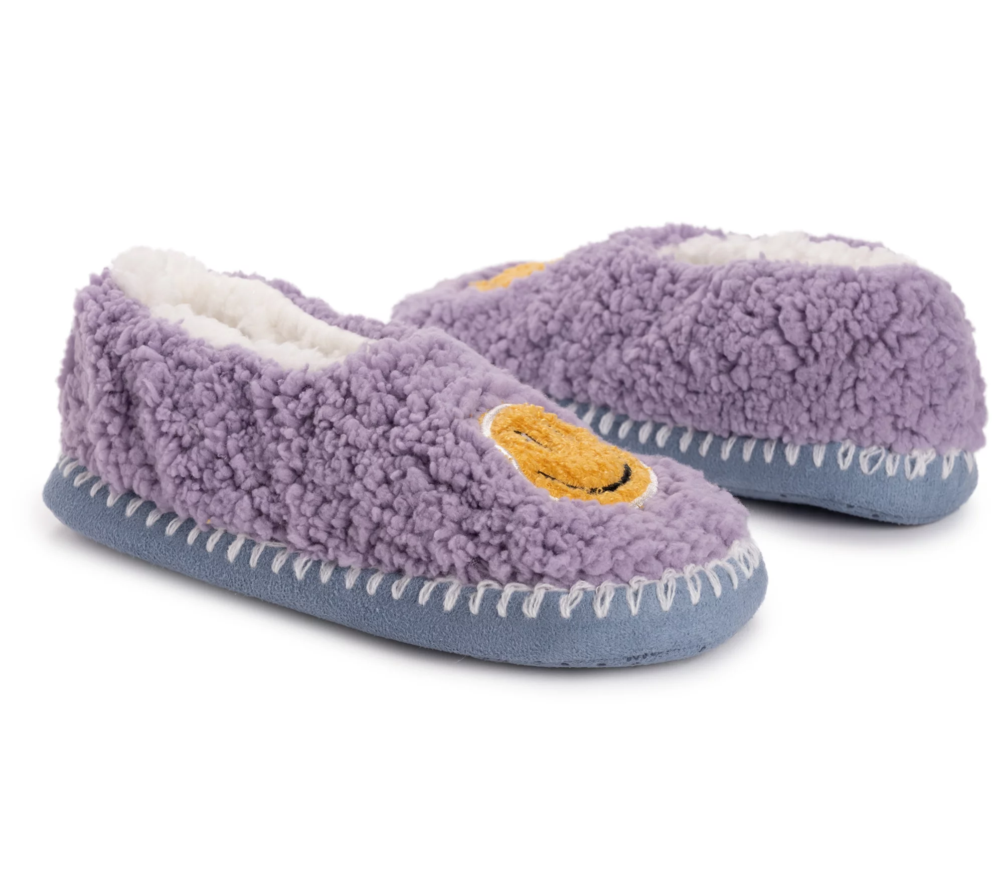 MUK LUKS Women's Sherpa Smiley Ballerina Slipper Socks