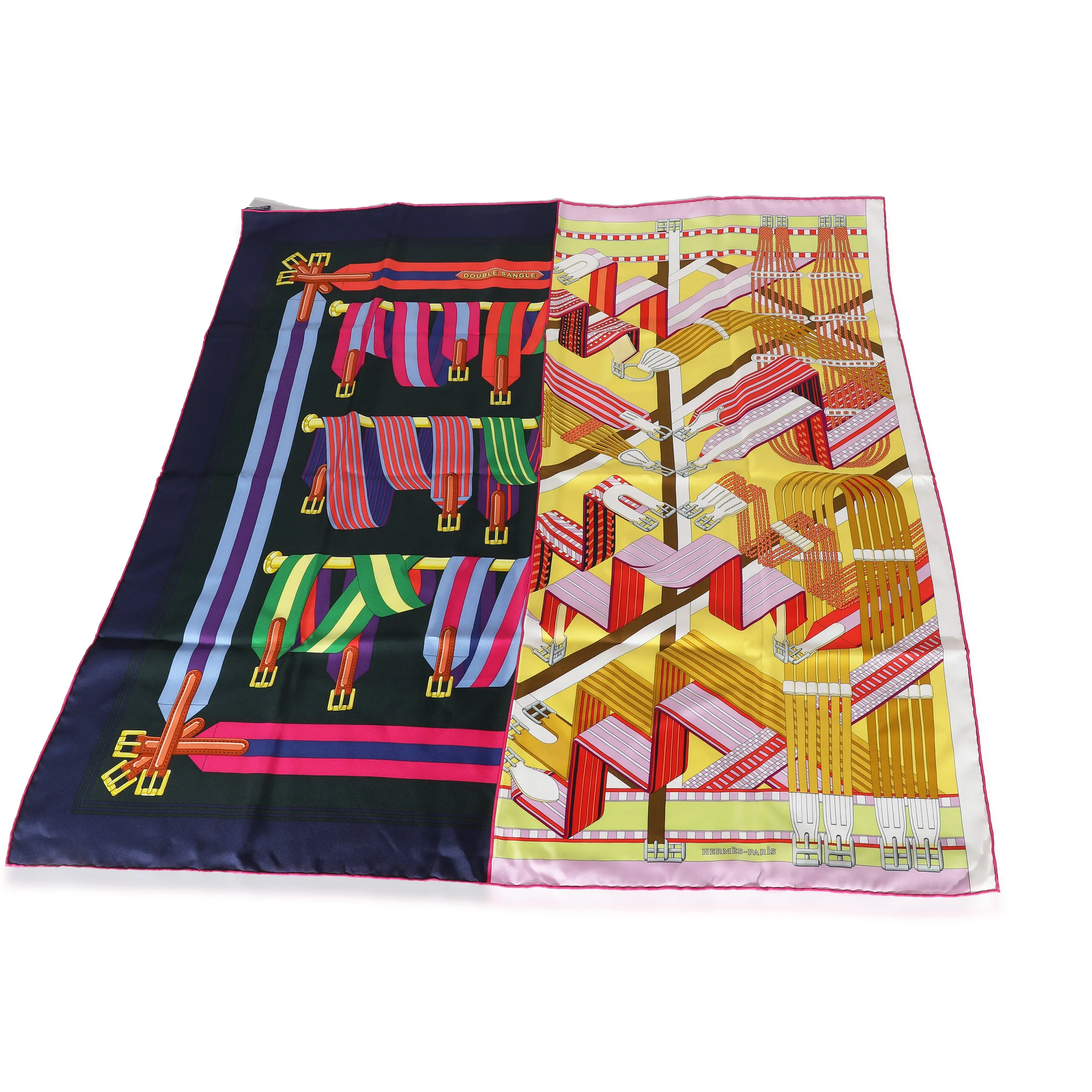 Multicolor Silk Double Sangle Scarf 90