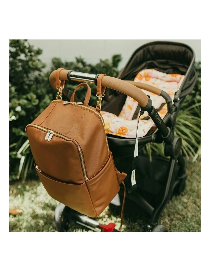 Multitasker Vegan Leather Nappy Backpack in Chestnut Brown