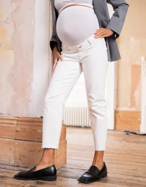 Myles | Cotton Cream Tapered Maternity Jeans