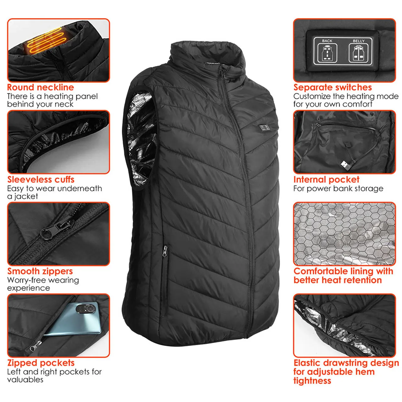 N'Polar™ Thermal Electric Heated Vest (With or Without Power Bank)