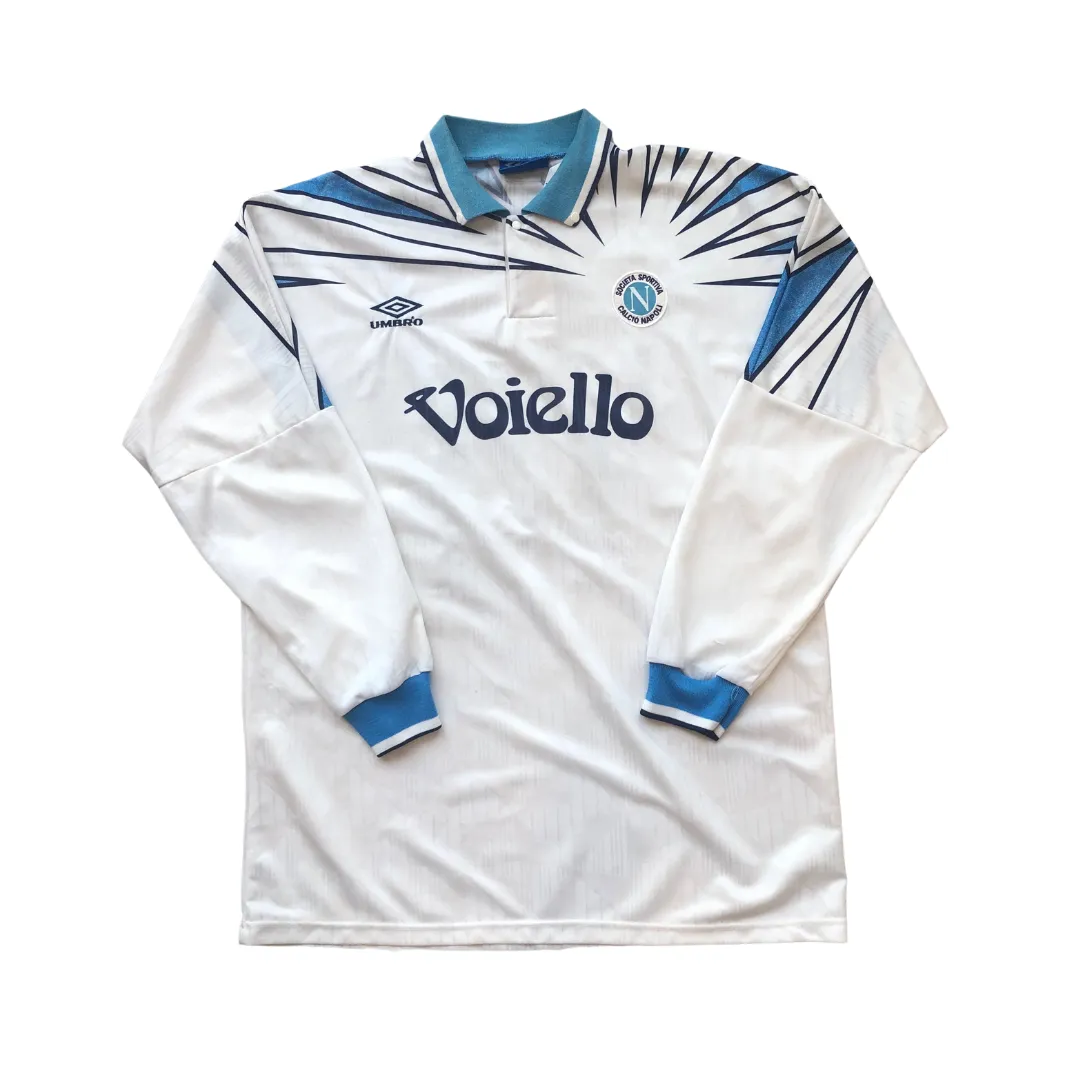 Napoli MATCH ISSUE 1991/1993 Umbro Away Long Sleeve Football Shirt Large/XL