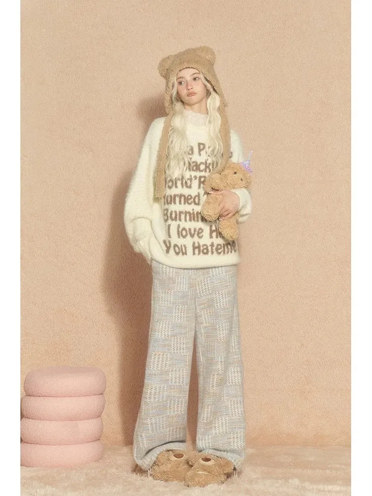 Natural soft glutinous pants for women in autumn and winter high-waisted loose casual wide-leg pants for small people floor-leng