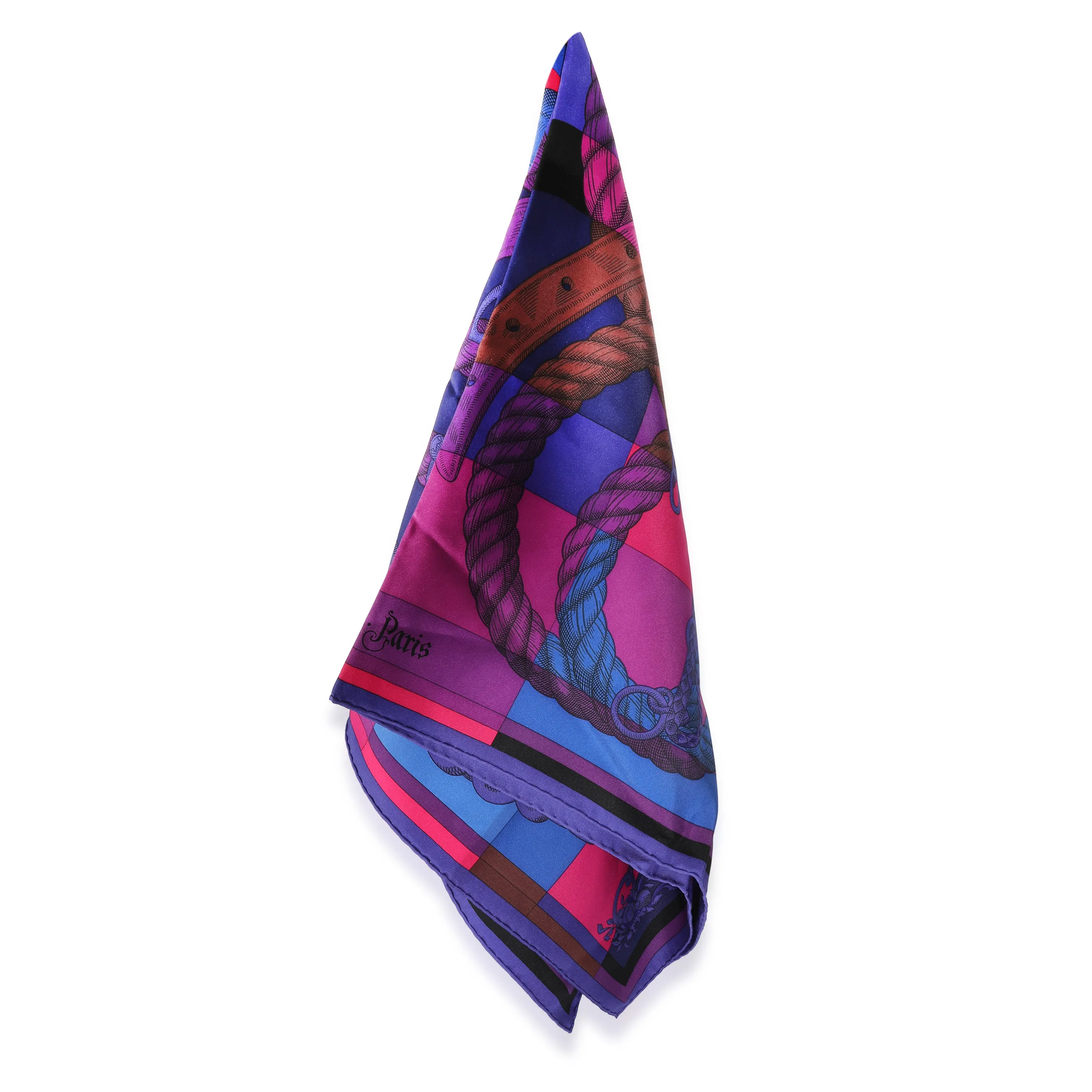 Navy Pink Silk Della Cavalleria Scarf 90