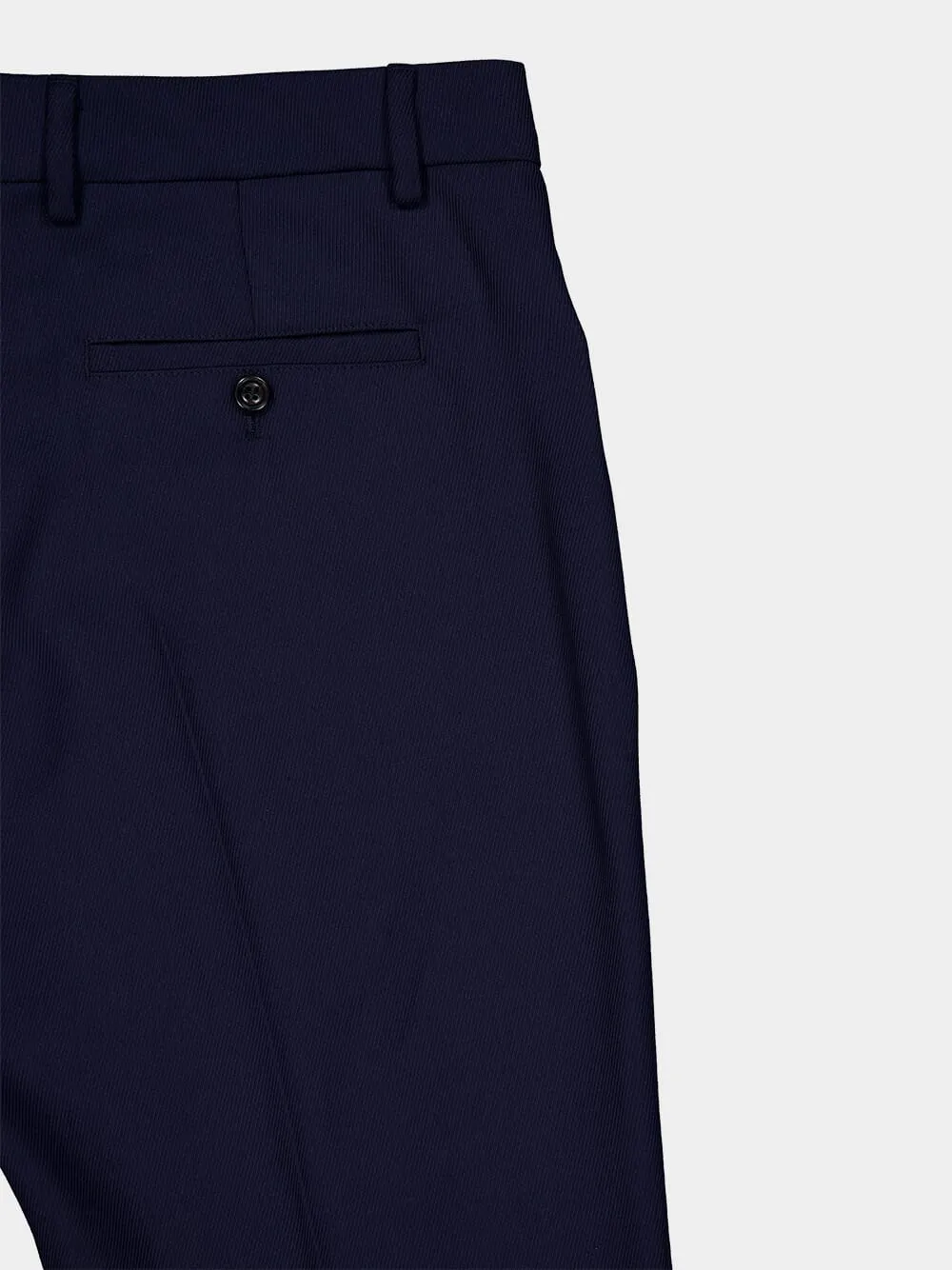 Navy Wool Blend Flared Trousers