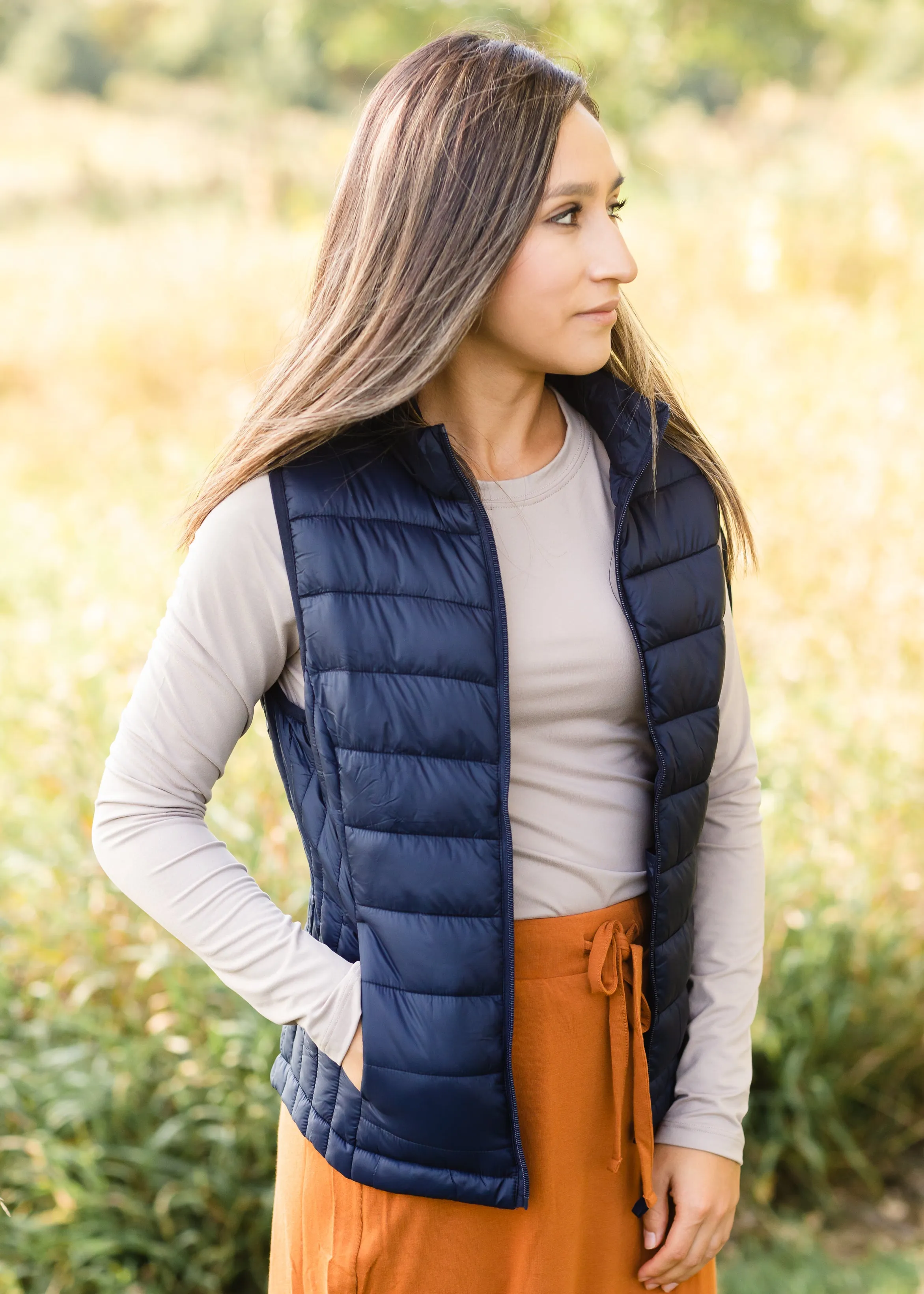 Navy Zip Up Padded Vest - FINAL SALE