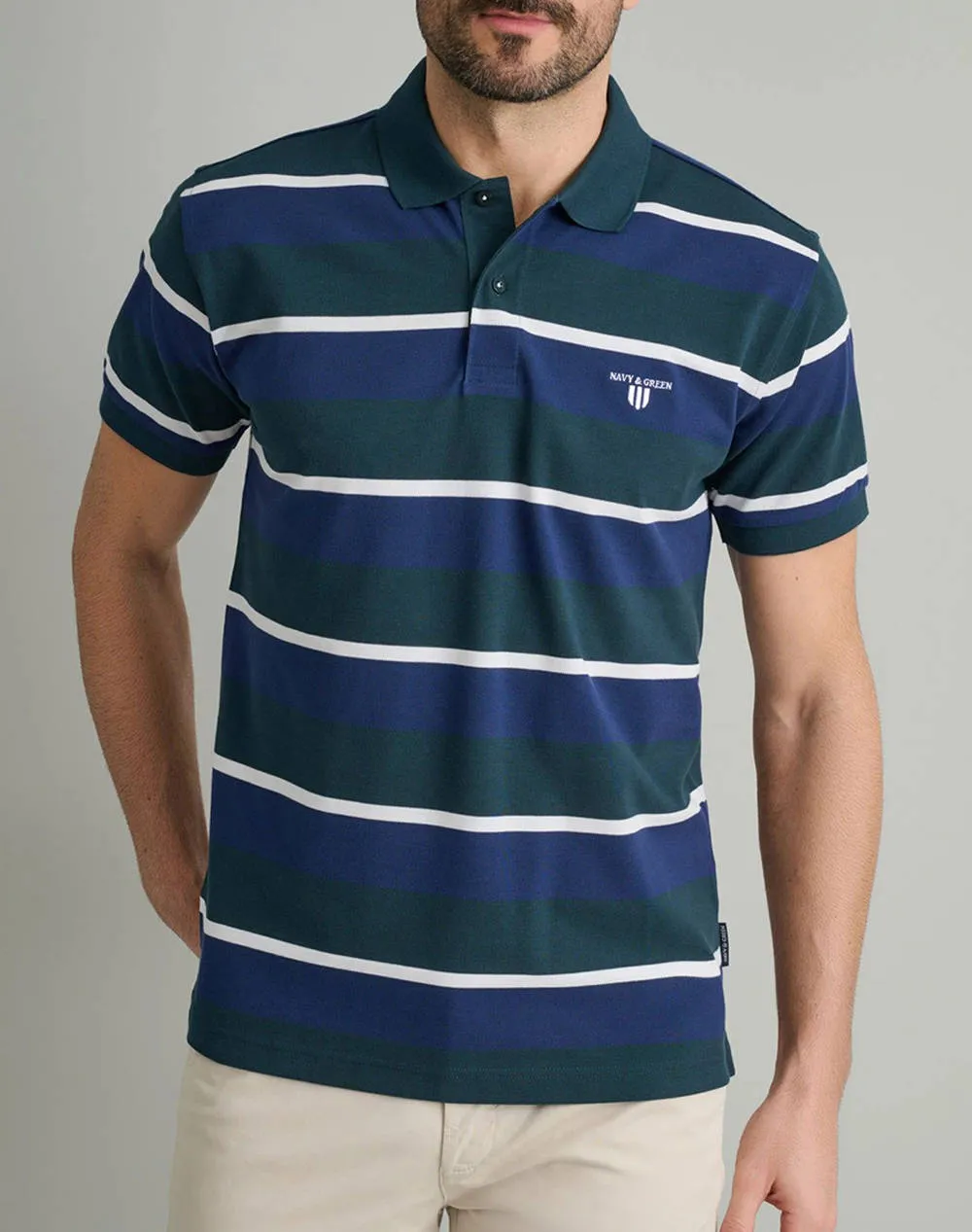NAVY&GREEN POLO SHIRT-CUSTOM FIT