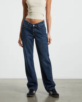 Neon Hart Emmy V Waist Straight Jeans in Y2K Blue