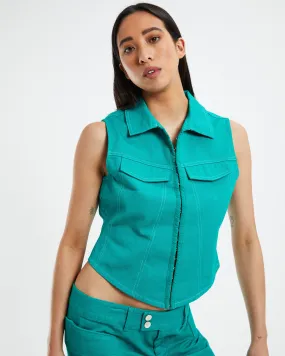 Neon Hart Yolanda Patch Pocket Hook Front Vest Green