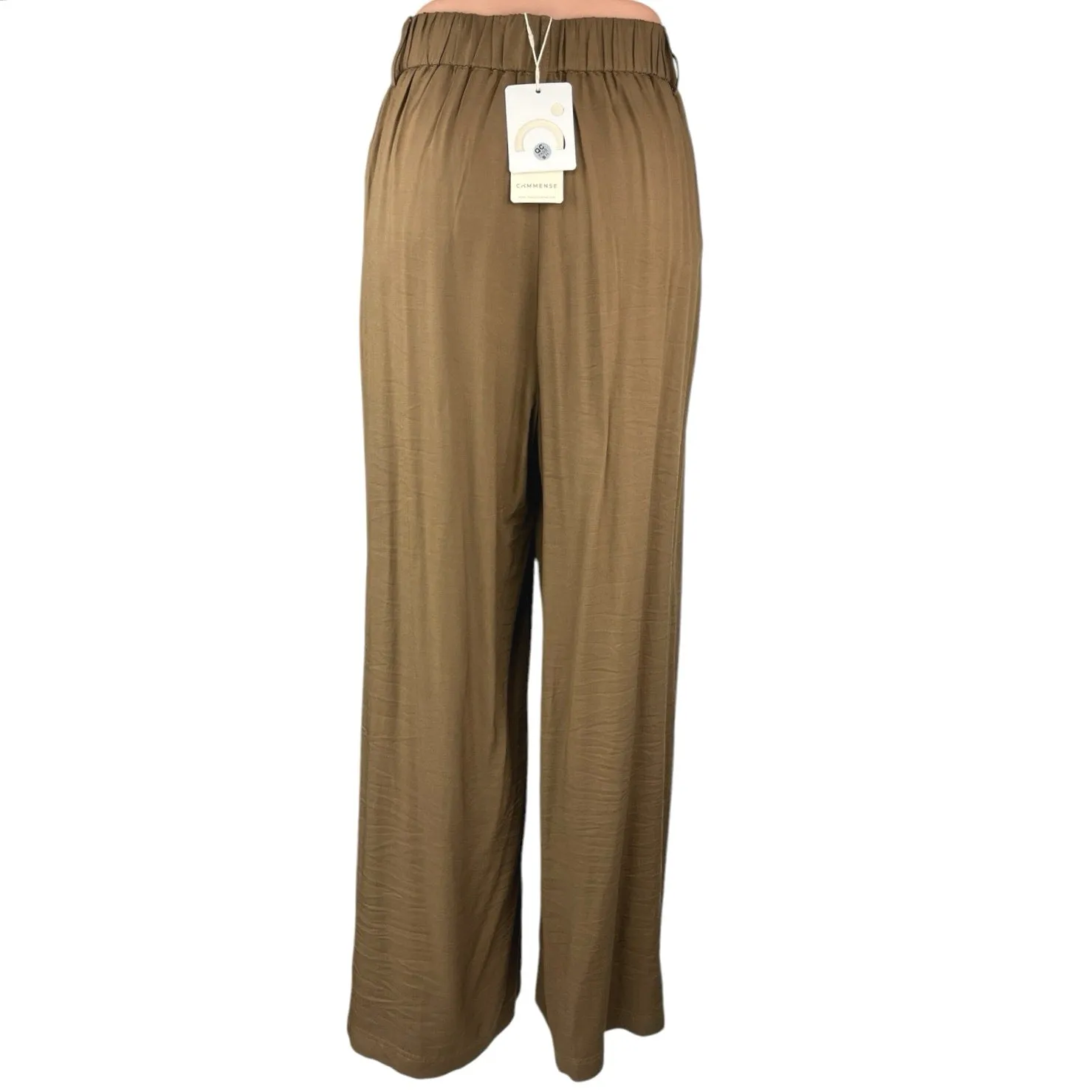 NEW Commense Women's Brown High Rise Pleated Ankle Wide Leg Trouser Pants Size S