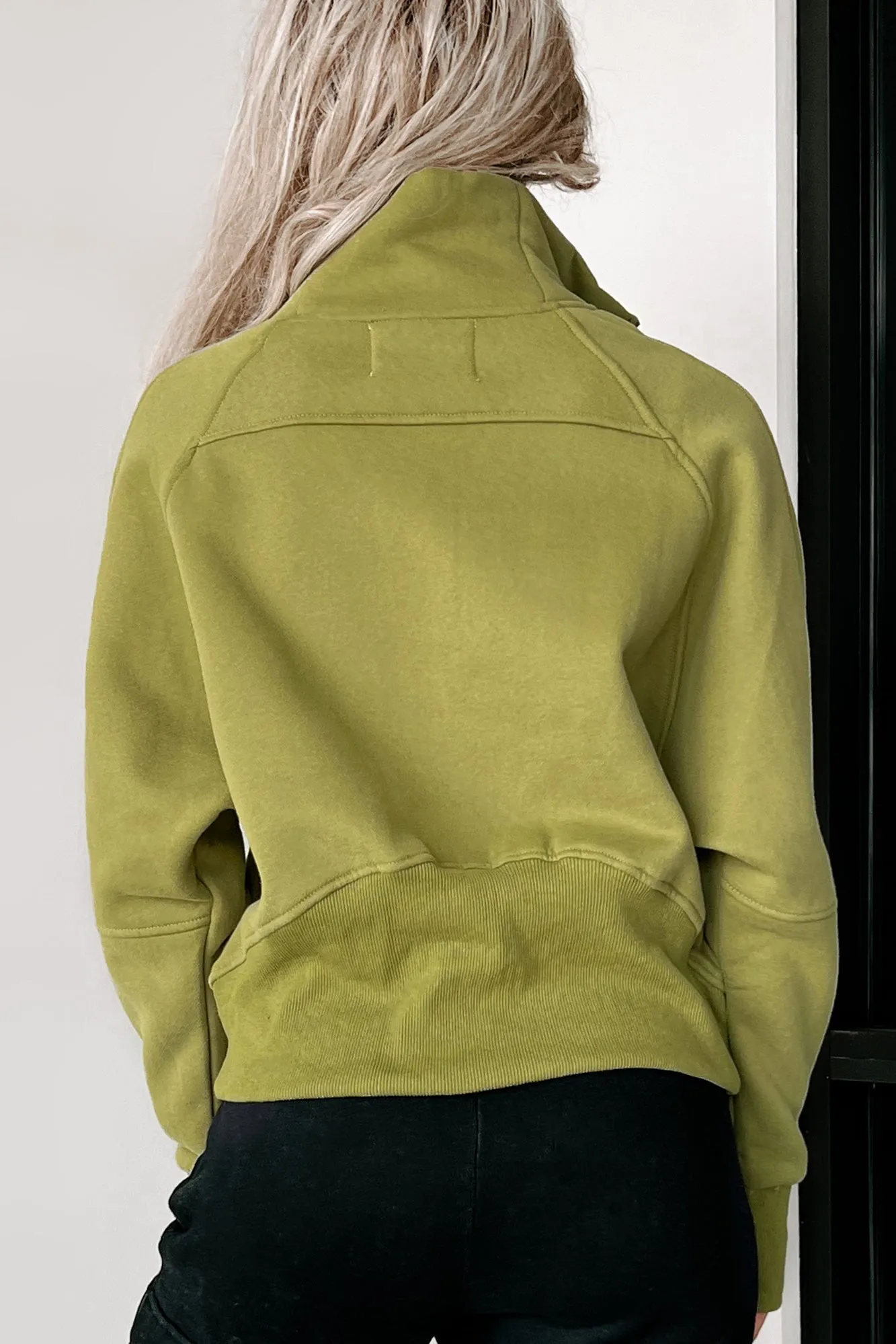 New Obsession Fleece-Lined Half-Zip Scuba Pullover (Moss)