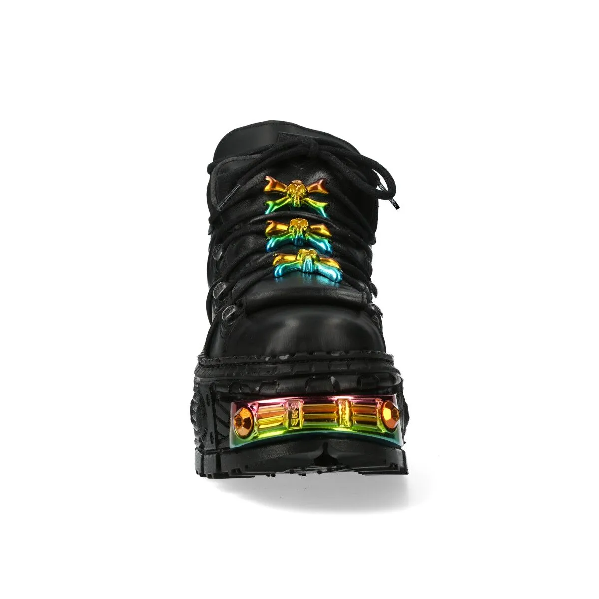 NEW ROCK -  WALL106-S23 Rainbow Metallic Chunky Platform Boots